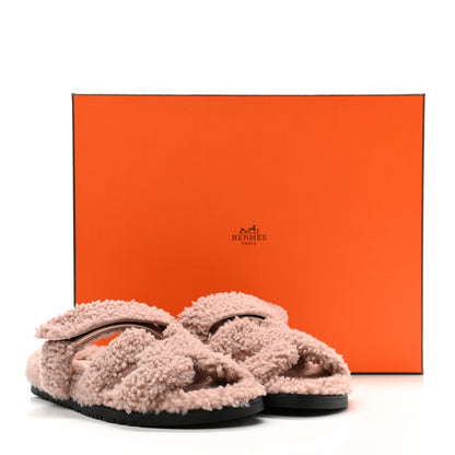 Hermes Woolskin Womens Chypre Sandals 39 Bois De Santal 8 of 8