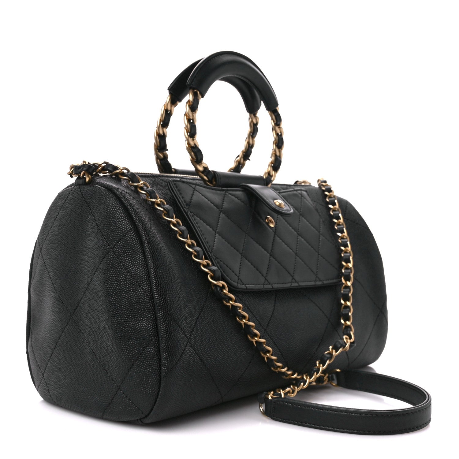Chanel Caviar Lambskin Quilted In The Loop Bowling Bag Black 3 of 12