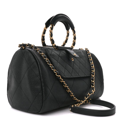 Chanel Caviar Lambskin Quilted In The Loop Bowling Bag Black 3 of 12