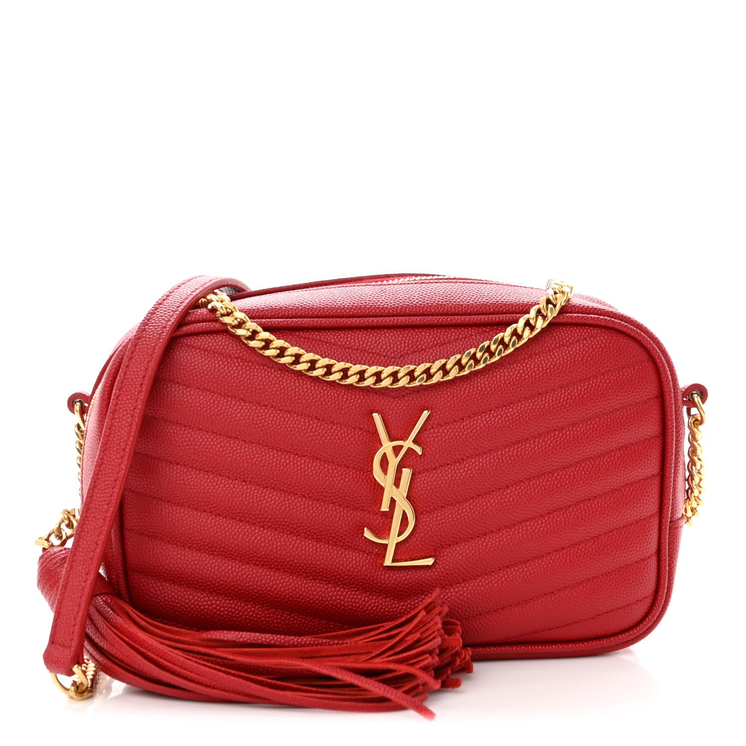 Saint Laurent Grain De Poudre Matelasse Monogram Mini Lou Camera Bag Eros Red 1 of 10
