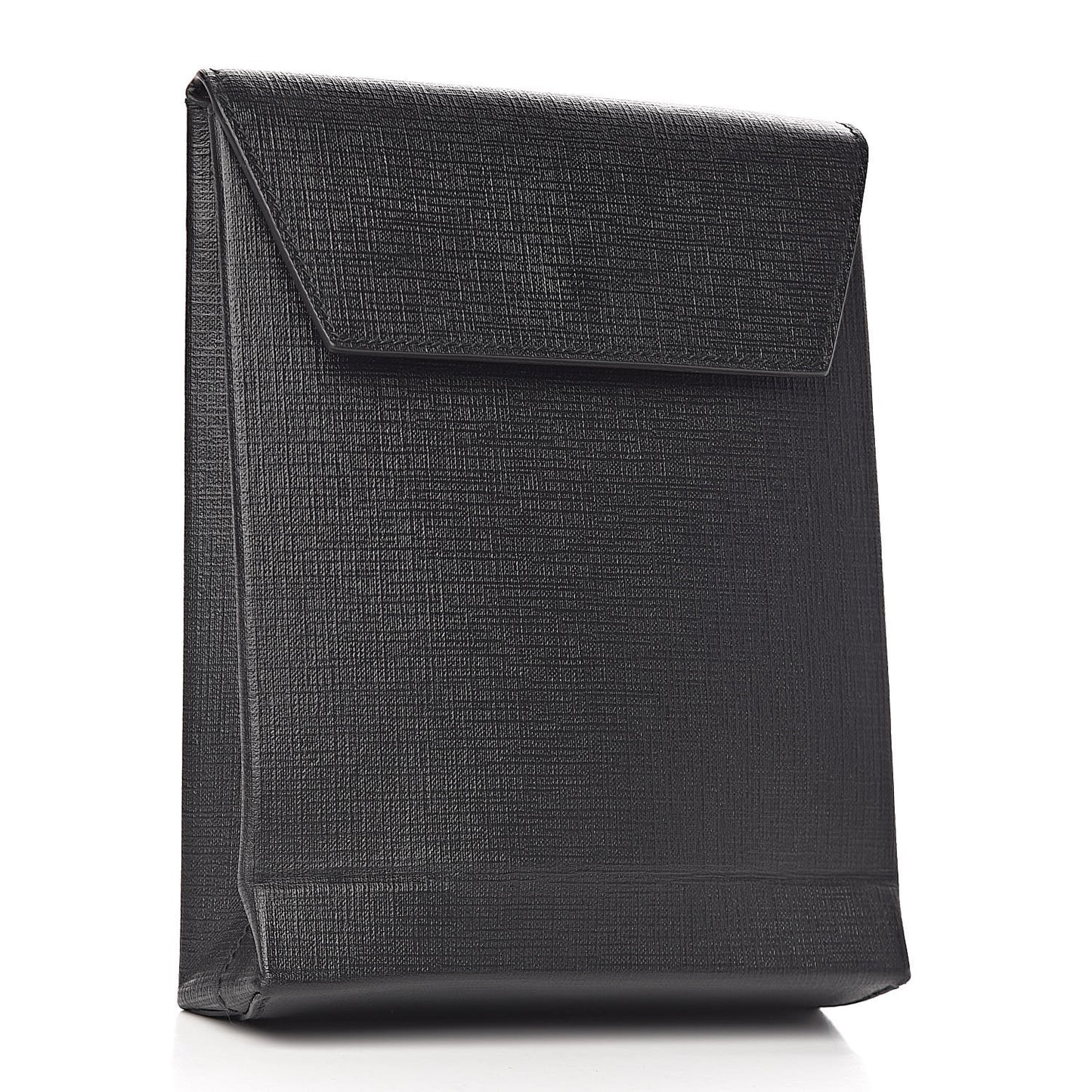 Squared Calfskin Logo Shopping Envelope Clutch Black