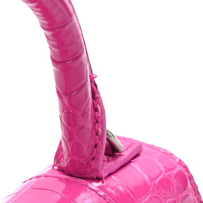 Balenciaga Shiny Calfskin Crocodile Embossed Hourglass Top Handle Bag XS Lipstick Pink 11 of 11