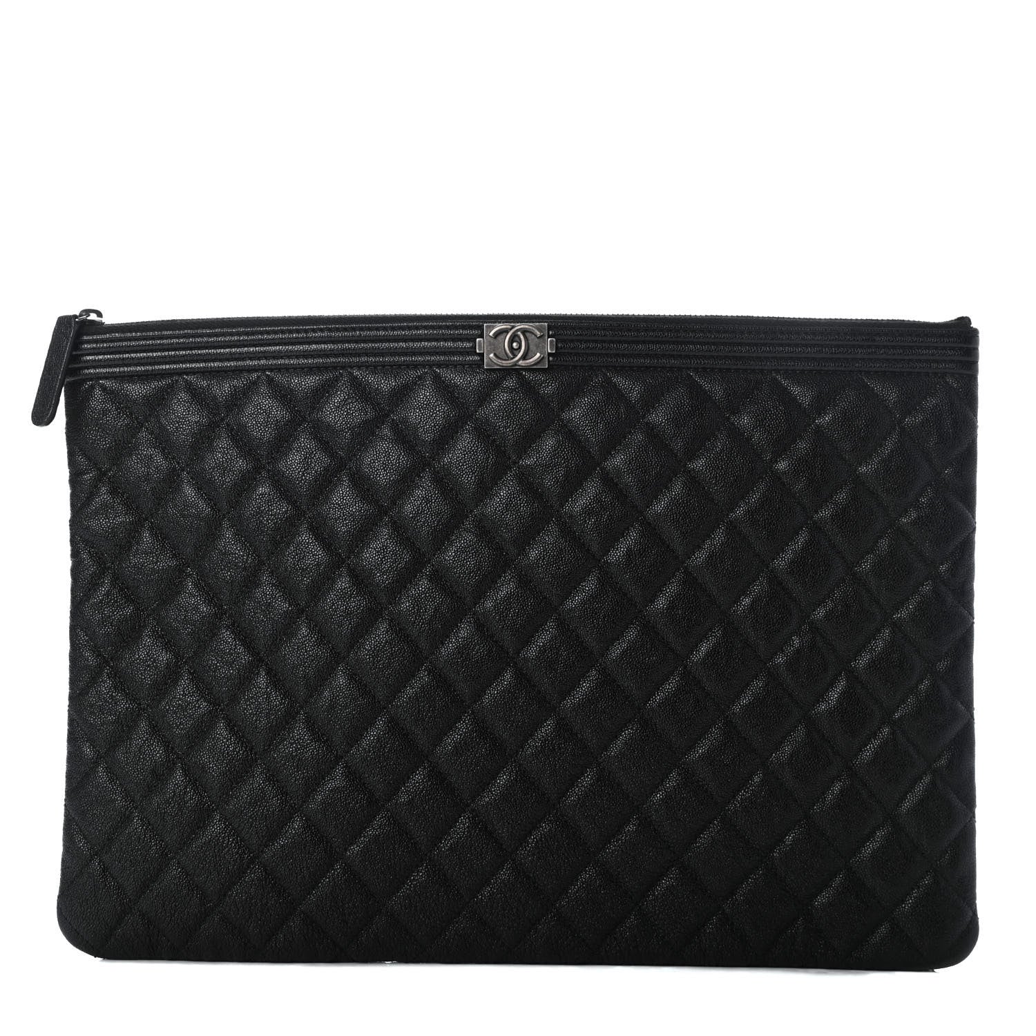 Chanel Iridescent Caviar Quilted Large Boy Cosmetic Case Black 1 of 7