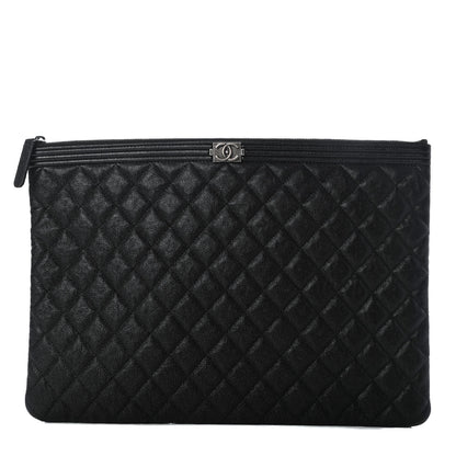 Chanel Iridescent Caviar Quilted Large Boy Cosmetic Case Black 1 of 7