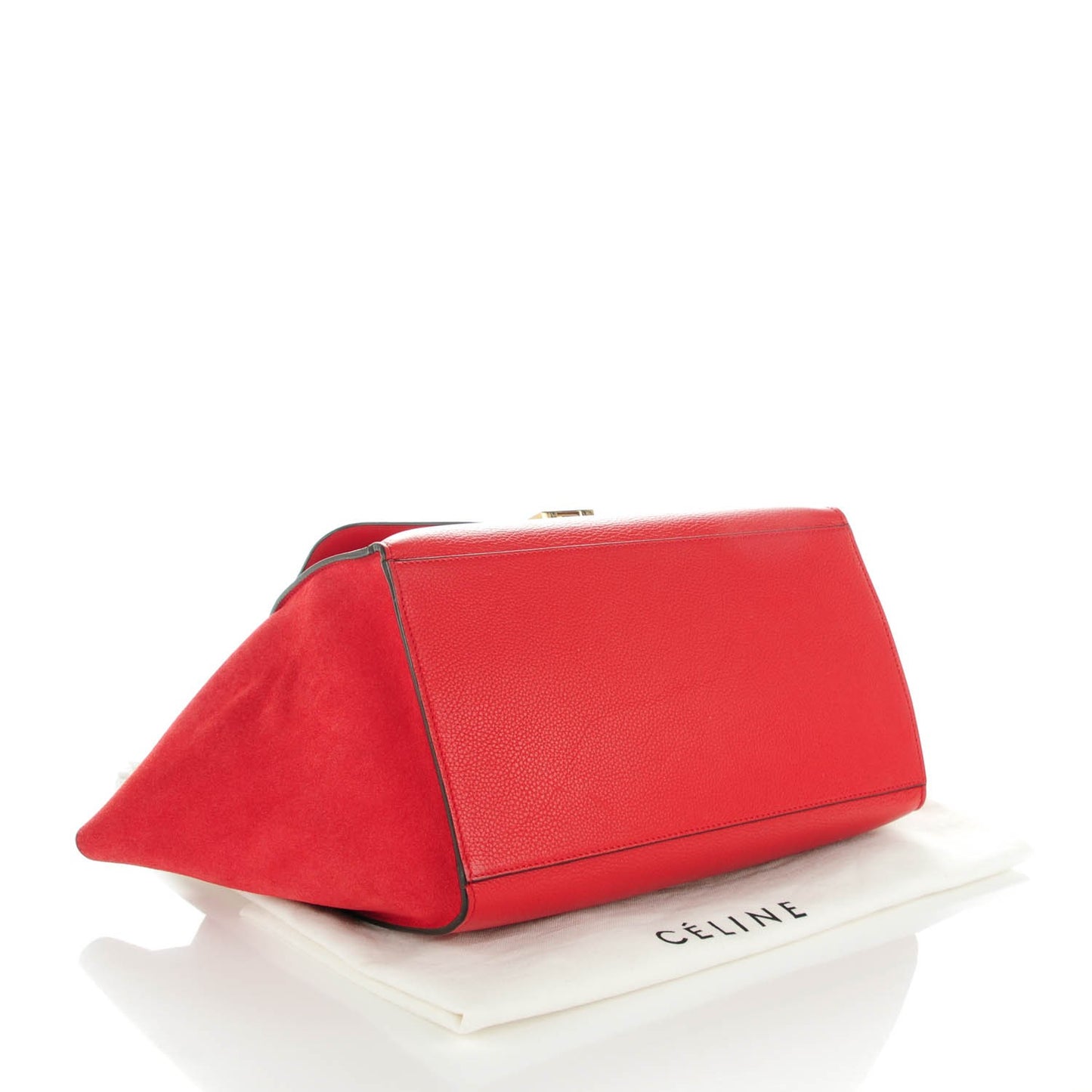 Drummed Calfskin Suede Medium Trapeze Coquelicot