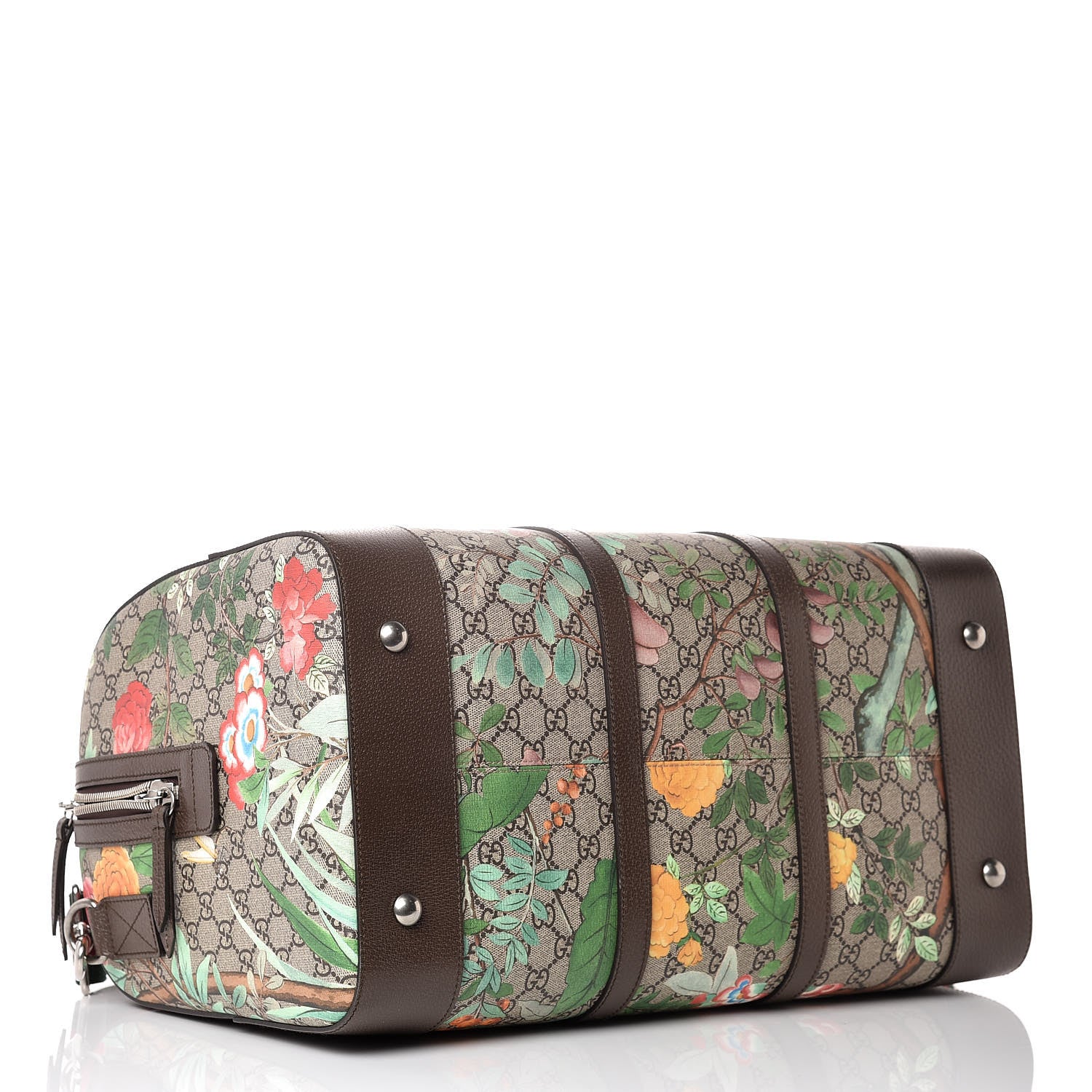 Gucci GG Supreme Monogram Tian Web Medium Duffle Beige Multicolor New Acero 5 of 17