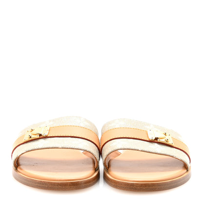 Louis Vuitton Monoglam Lock It Flat Mule 36.5 Gold 3 of 9