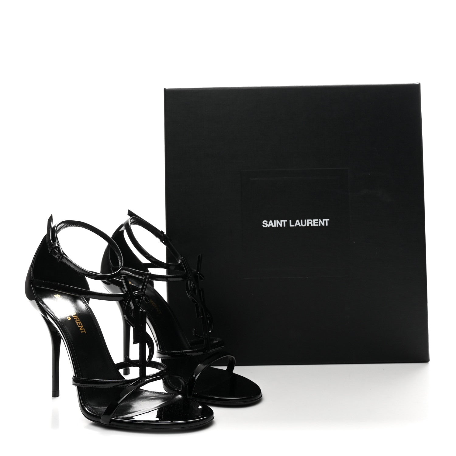 Saint Laurent Vernice Chiffon Cassandra 100 Ankle Strap Sandals 37.5 Black 8 of 8