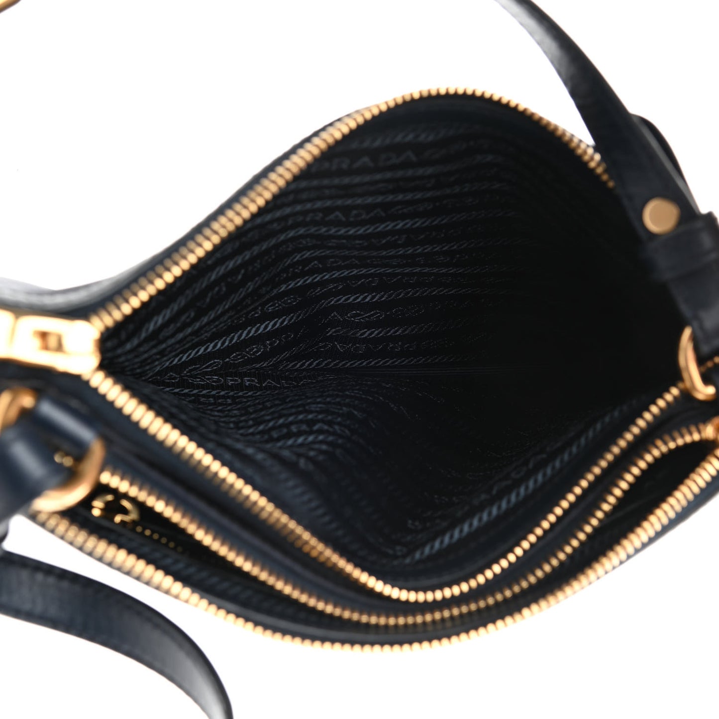 Tessuto Nylon Soft Calf Double Zip Crossbody Bag Blue