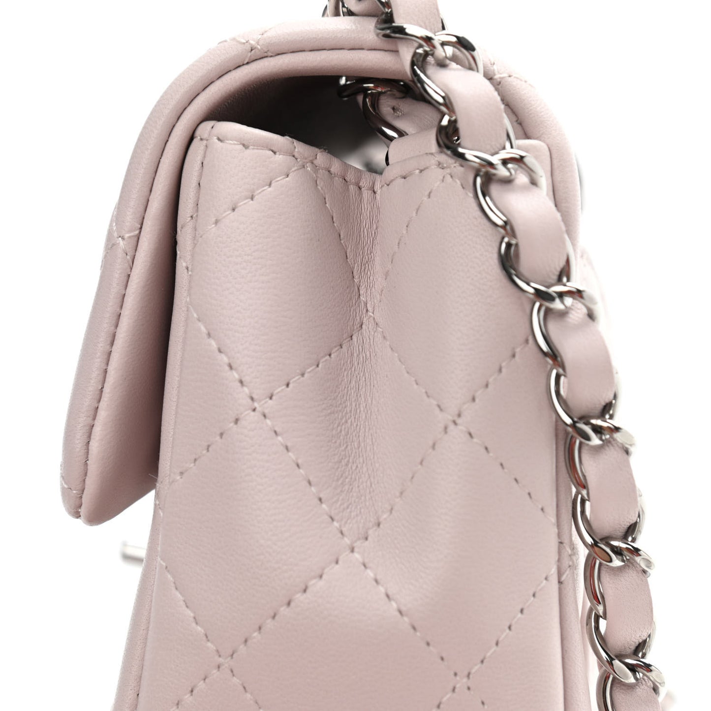 Lambskin Quilted Mini Rectangular Flap Light Purple