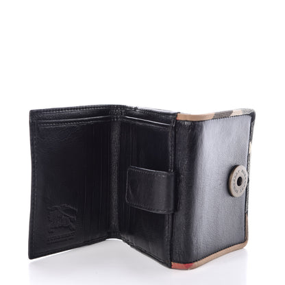 Burberry Calfskin Nova Check Compact Wallet Black 5 of 8