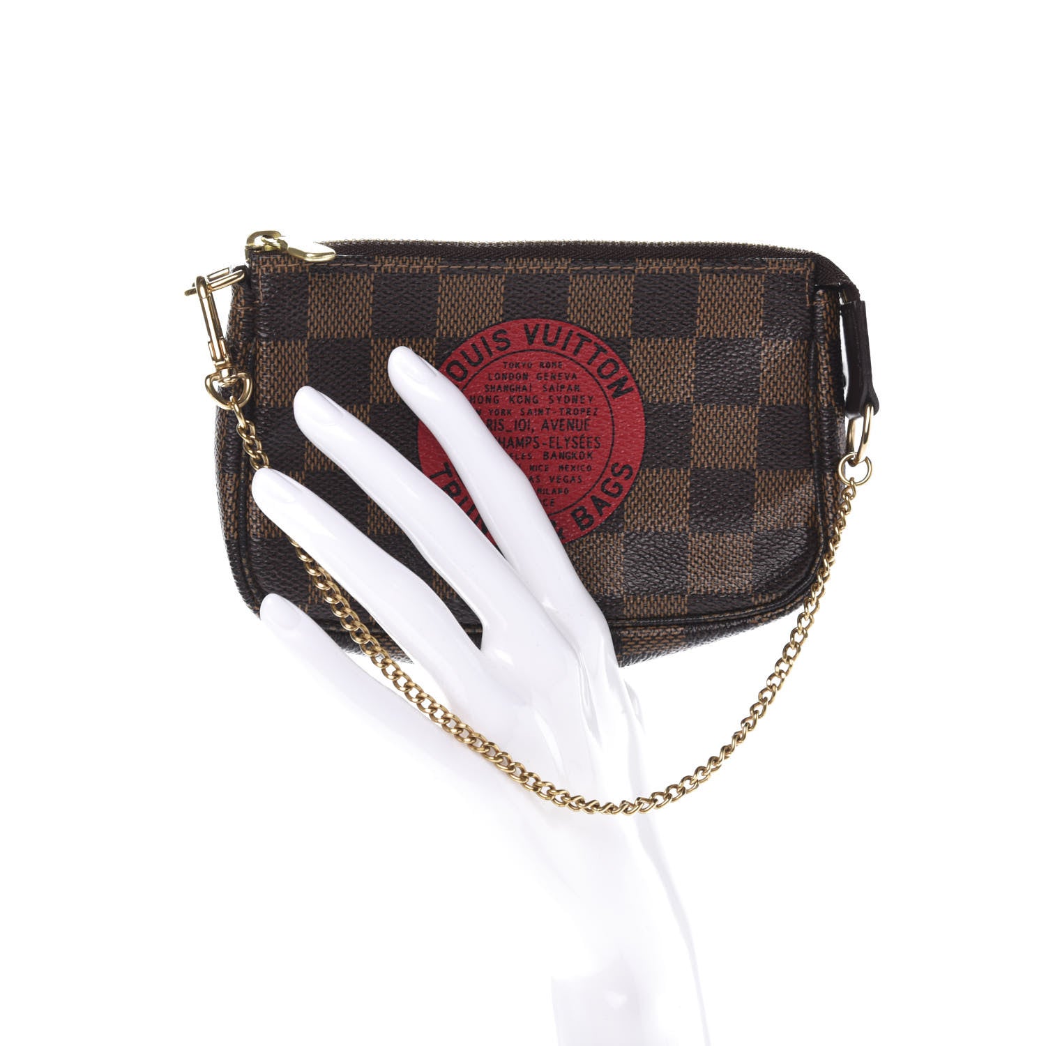 Louis Vuitton Damier Ebene Complice Trunks and Bags Mini Pochette Accessories Red 2 of 9