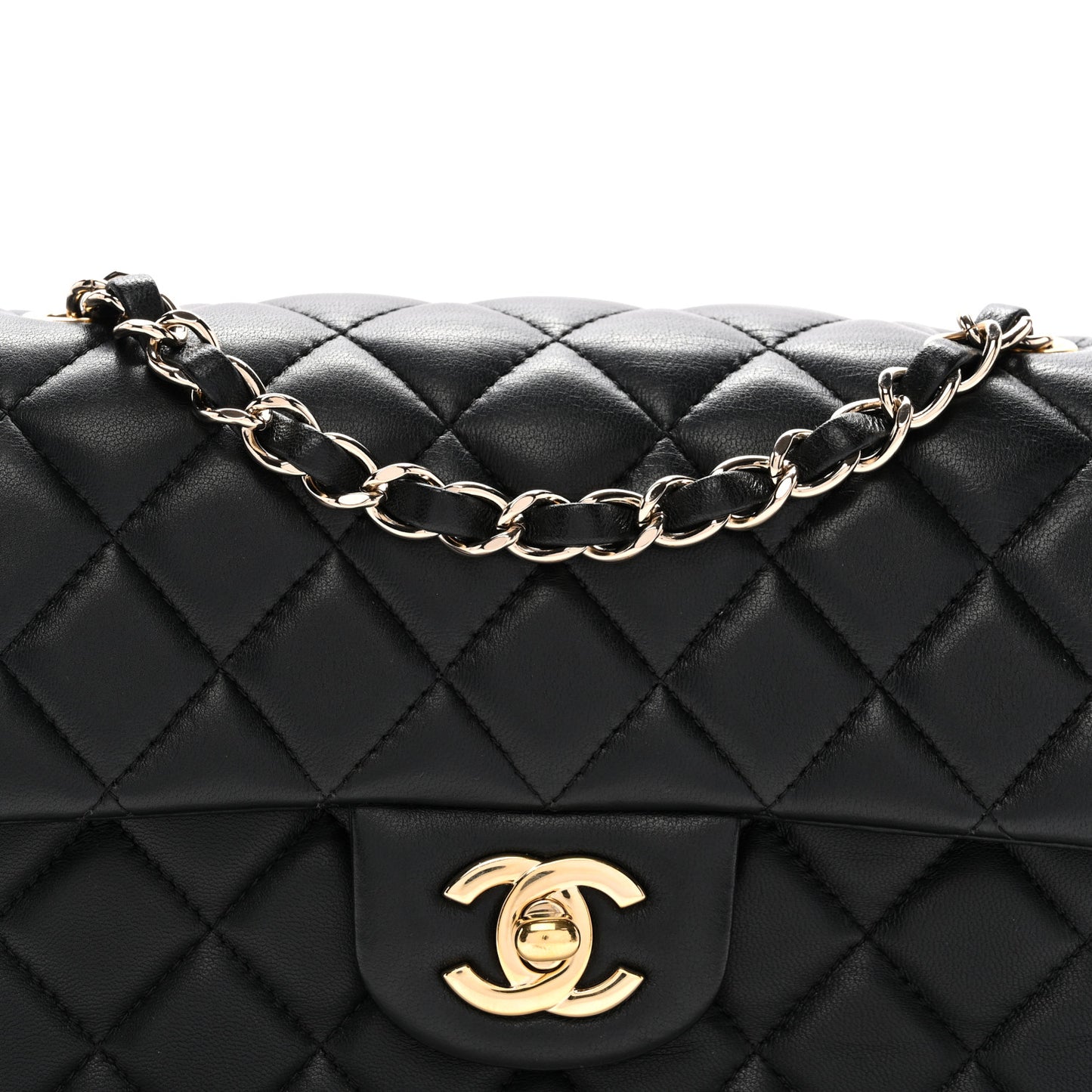 Lambskin Quilted Mini Rectangular Flap Black