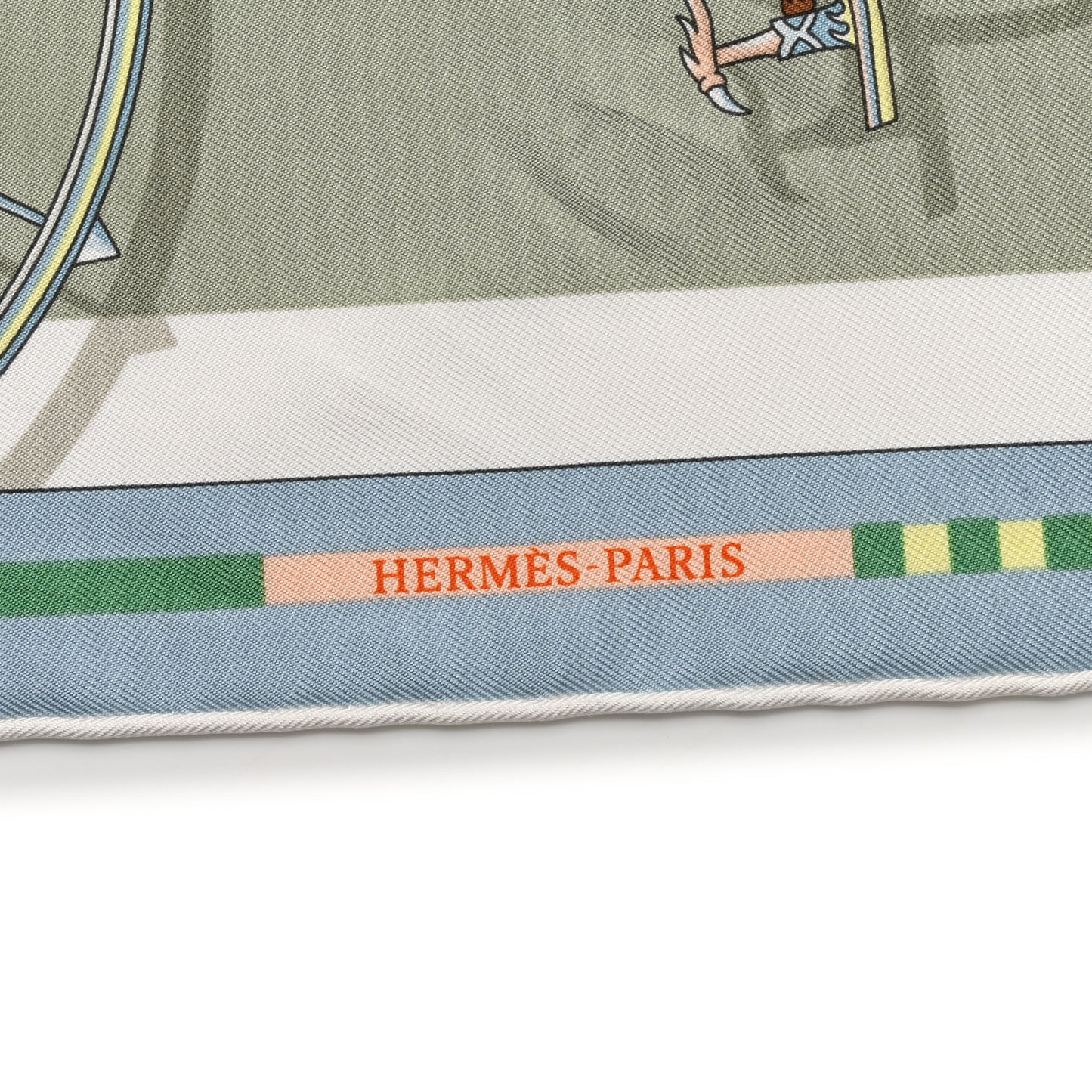 Silk Voitures en Equilibre Scarf 45 Vert Amande Bleu Glacier Jaune