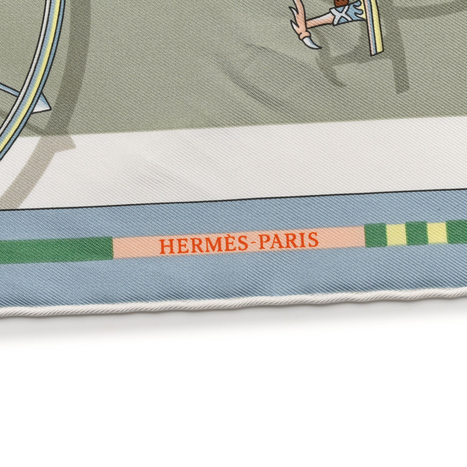 Hermes Silk Voitures en Equilibre Scarf 45 Vert Amande Bleu Glacier Jaune 2 of 5