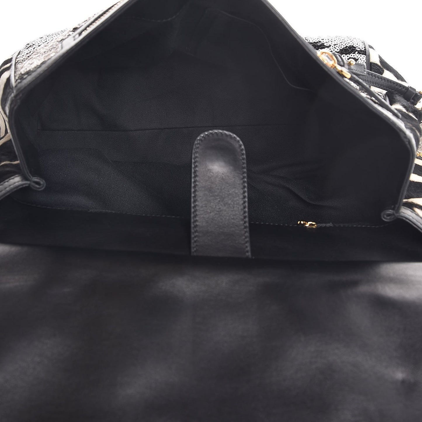 Calf Hair Sequin Large Miss Sicily Satchel Black White