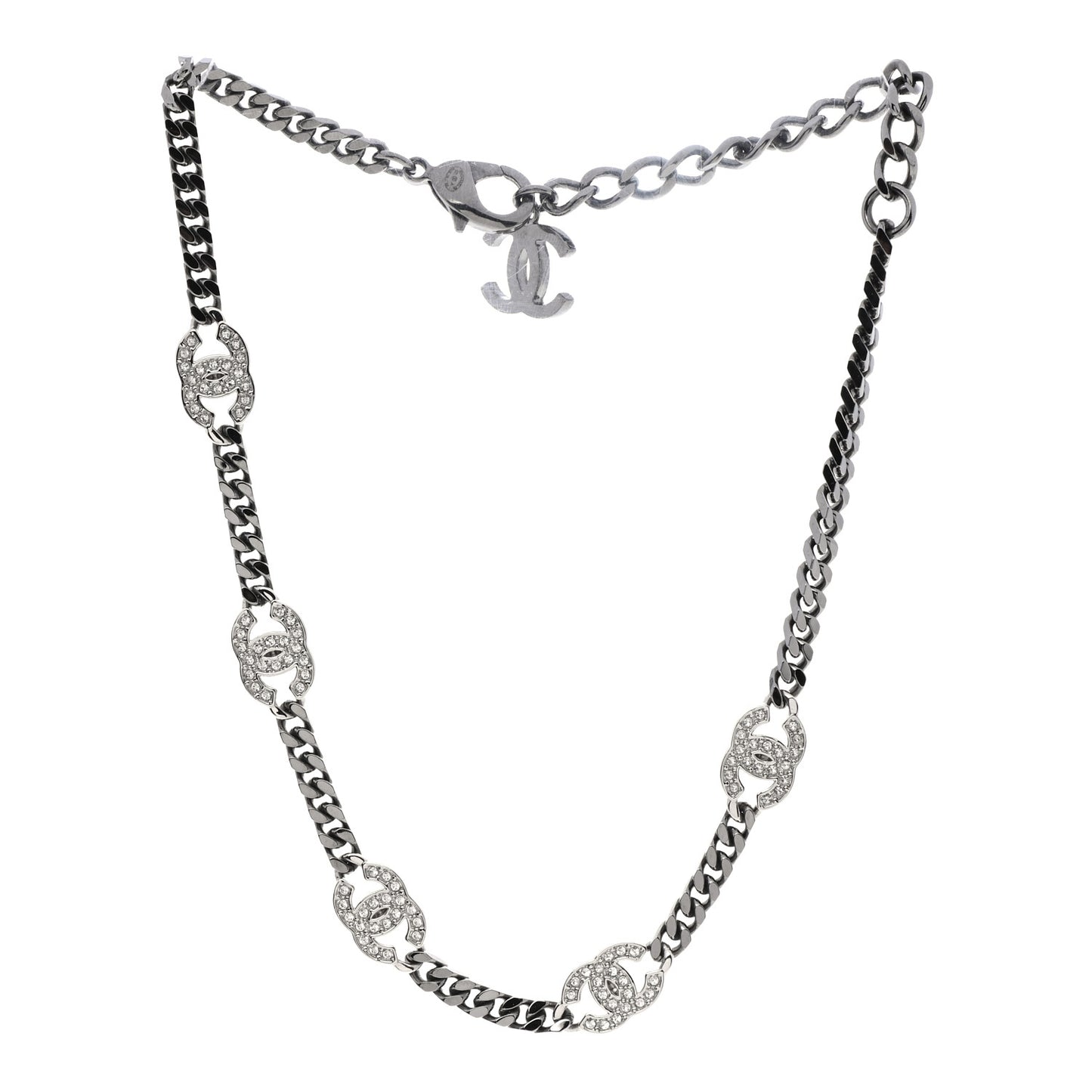 Ruthenium Crystal Chain CC Choker Silver