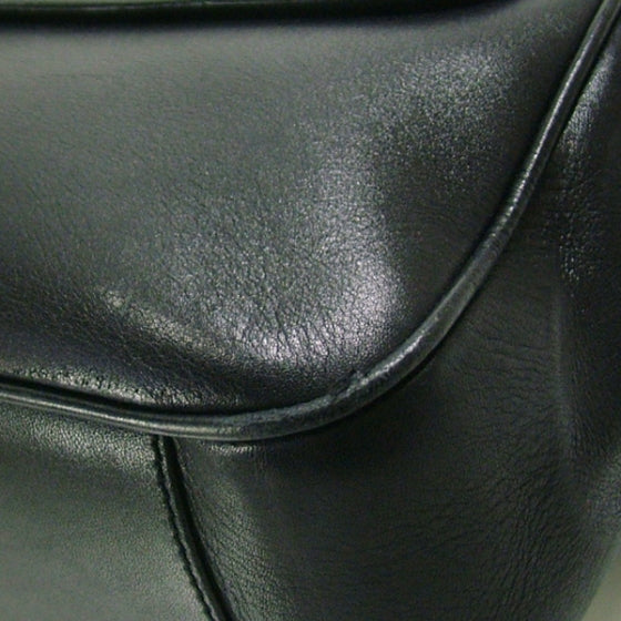 Leather Flap Shoulder Bag Black