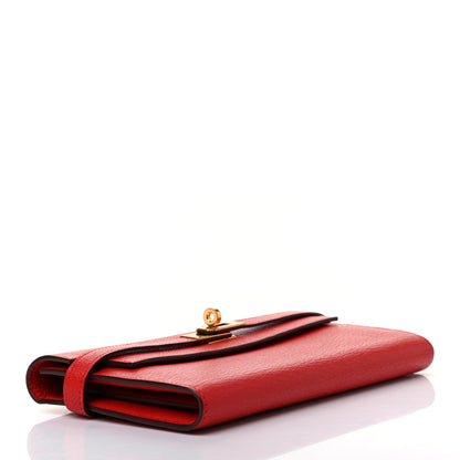 Hermes Chevre Mysore Kelly Longue Wallet Rouge Tomate 4 of 10