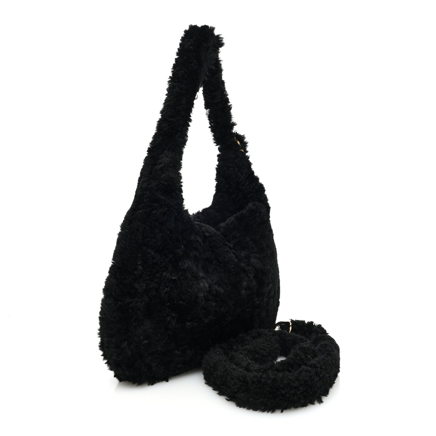 Gucci Shearling Small Jackie 1961 Shoulder Bag Black 3 of 10