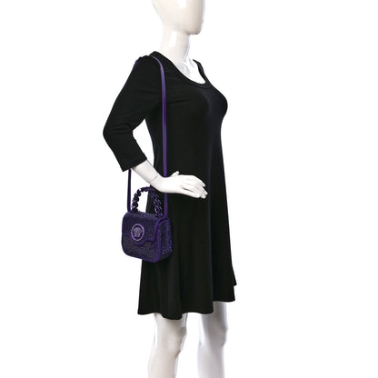 Versace Satin Crystal Studded Mini La Medusa Bag Purple 3 of 11