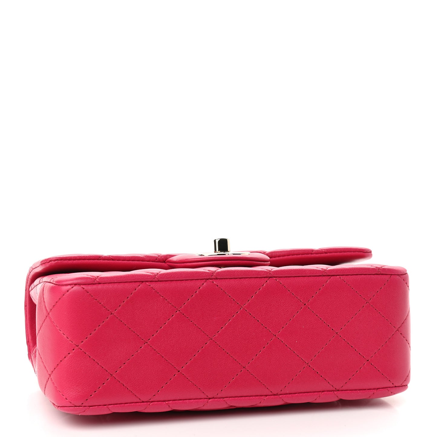 Lambskin Quilted Mini Top Handle Rectangular Flap Dark Pink