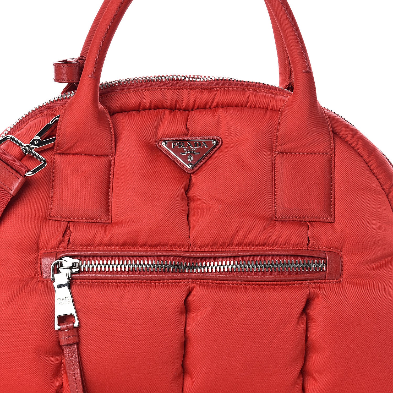 Prada Tessuto Nylon Bomber Dome Satchel Red 6 of 8