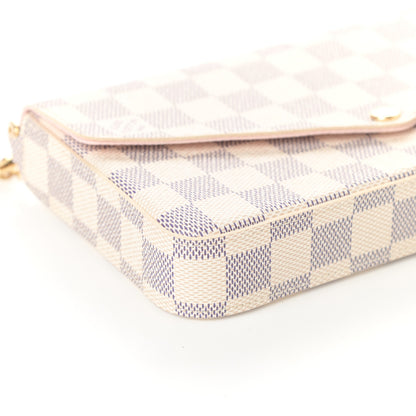 Louis Vuitton Damier Azur Pochette Felicie Chain Wallet Rose Ballerine 9 of 10