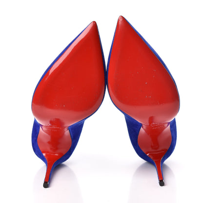 Christian Louboutin Veau Velours Pigalle Follies 100 Pumps 39.5 Azulejo 5 of 10