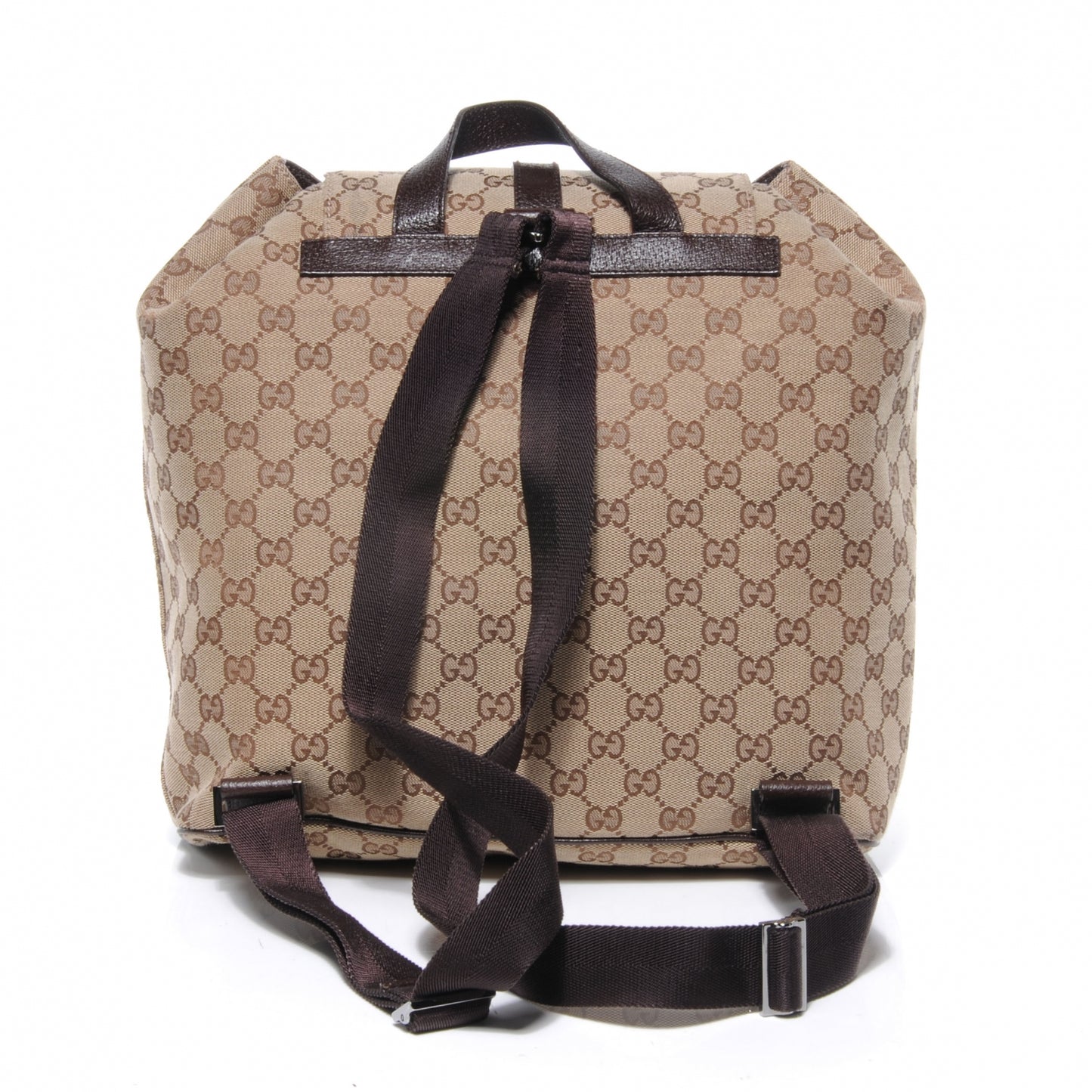 GG Monogram Single Buckle Backpack Brown