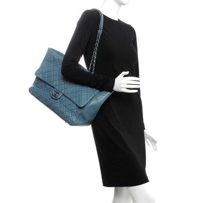 Chanel Washed Lambskin Quilted Flap Tote Blue 2 of 7