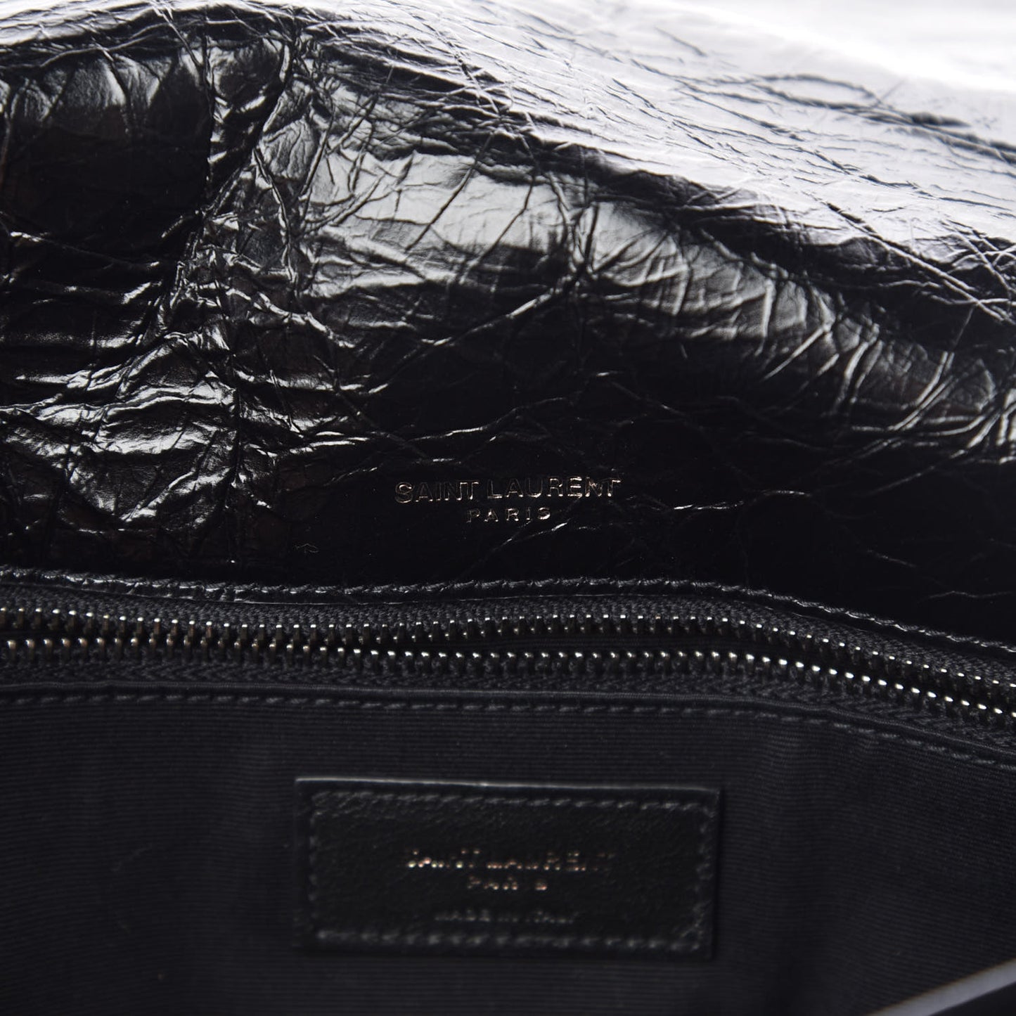 Crinkled Calfskin Matelasse Monogram Medium Niki Chain Satchel Black