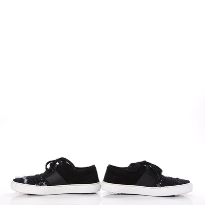 Chanel Suede Tweed Sneakers 38 Black 5 of 15