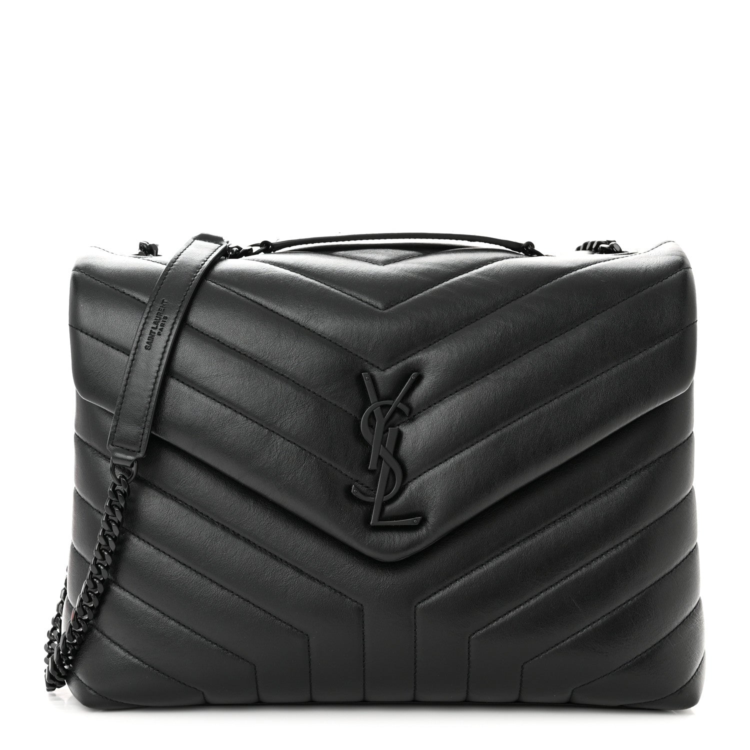 Saint Laurent Calfskin Y Quilted Monogram Monochrome Medium Loulou Chain Satchel Black 1 of 10