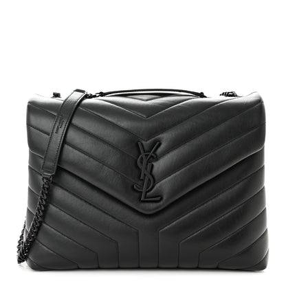 Saint Laurent Calfskin Y Quilted Monogram Monochrome Medium Loulou Chain Satchel Black 1 of 10