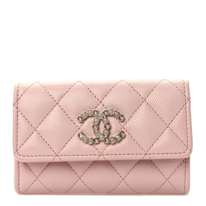 Chanel Shiny Caviar Enamel Quilted CC Flap Card Holder Light Pink 1 of 8