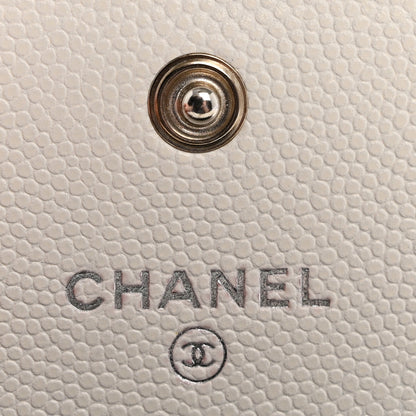 Chanel Caviar Quilted My Everything Flap Card Holder Wallet White Black 6 of 9
