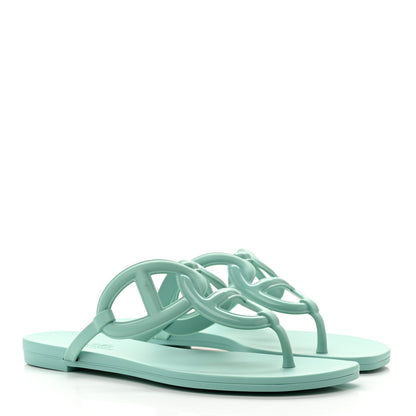 Hermes Rubber Womens Egerie Sandals 35 Vert Embrun 3 of 8