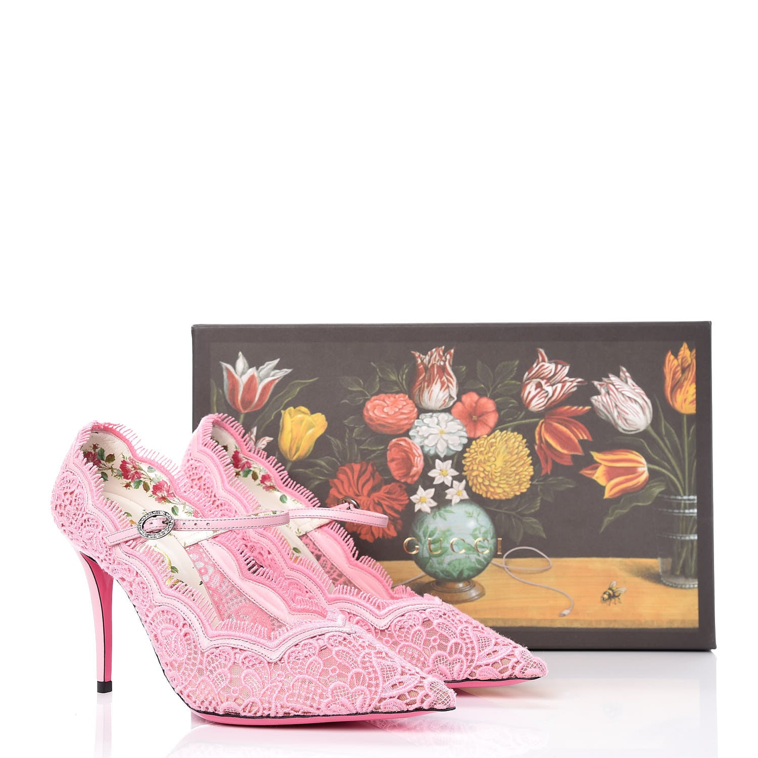 Gucci Lace Pizzo Venice Pumps 38.5 Sugar Pink 10 of 10