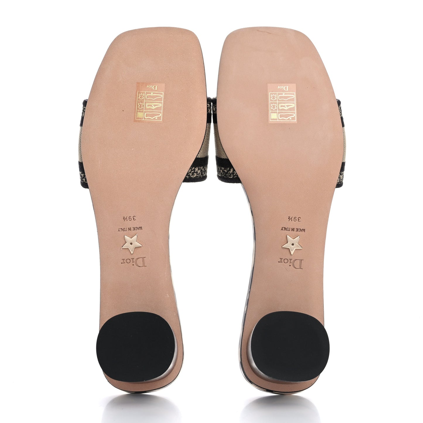 Cotton Embroidered Leopard Dway 40mm Slide Sandals 39.5 Black Beige