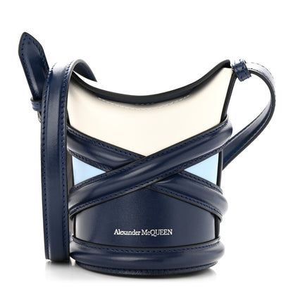 Alexander McQueen Calfskin Mini Curve Bucket Bag Navy Ivory Purple 1 of 11