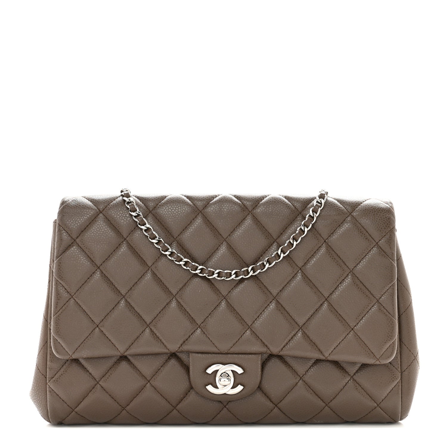 Chanel Caviar Quilted Clutch With Chain Flap Brown 1 of 14