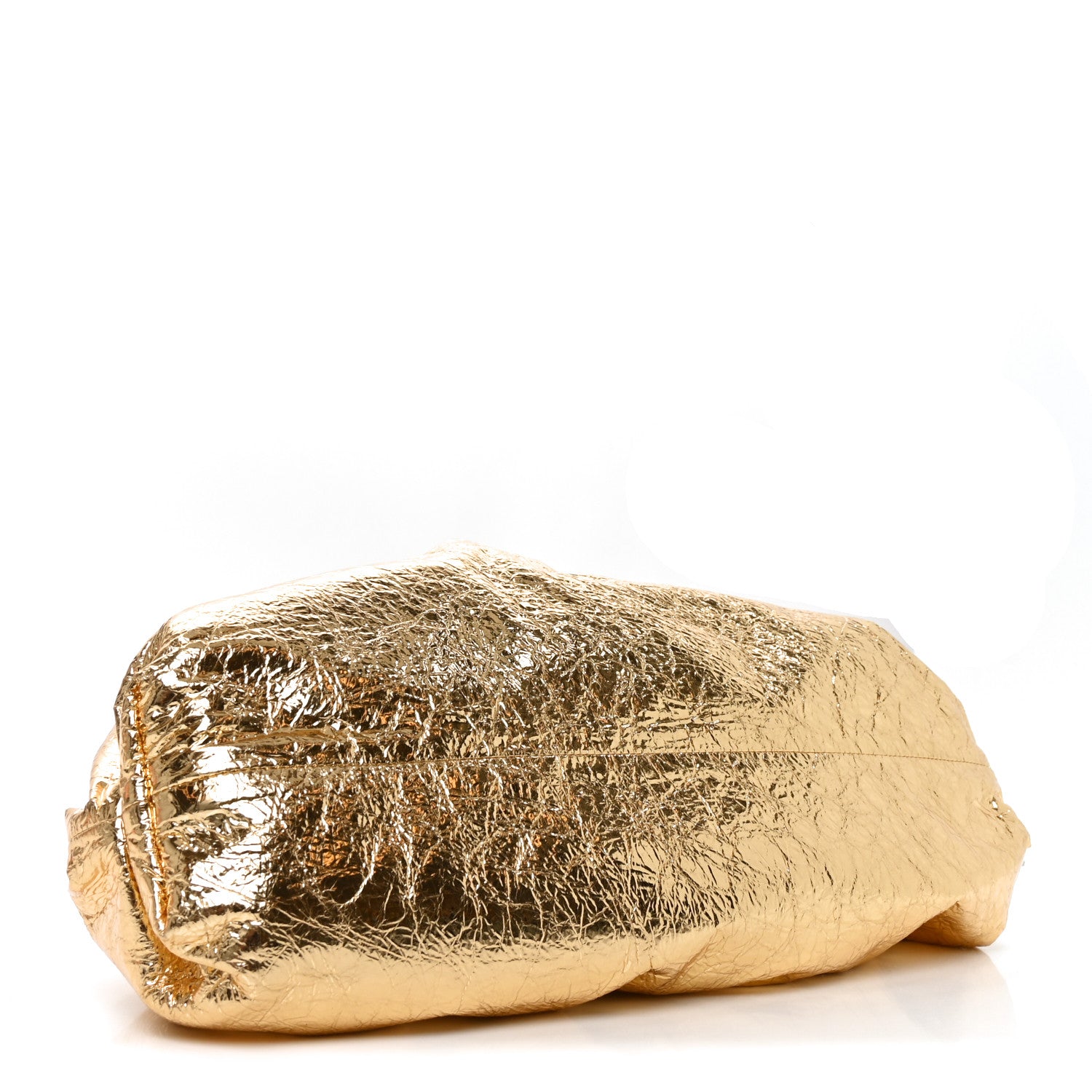 Bottega Veneta Metallic Crushed Calfskin The Pouch Oversized Clutch Gold 4 of 11
