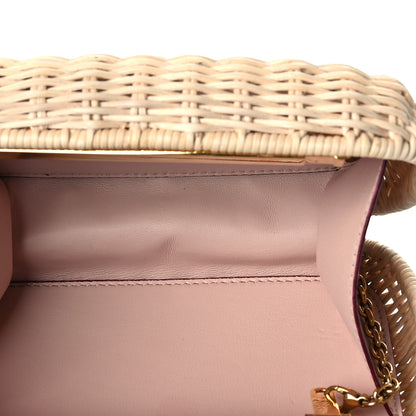 Alexander McQueen Woven Straw Four Ring Chain Knuckle Clutch Natural 5 of 10
