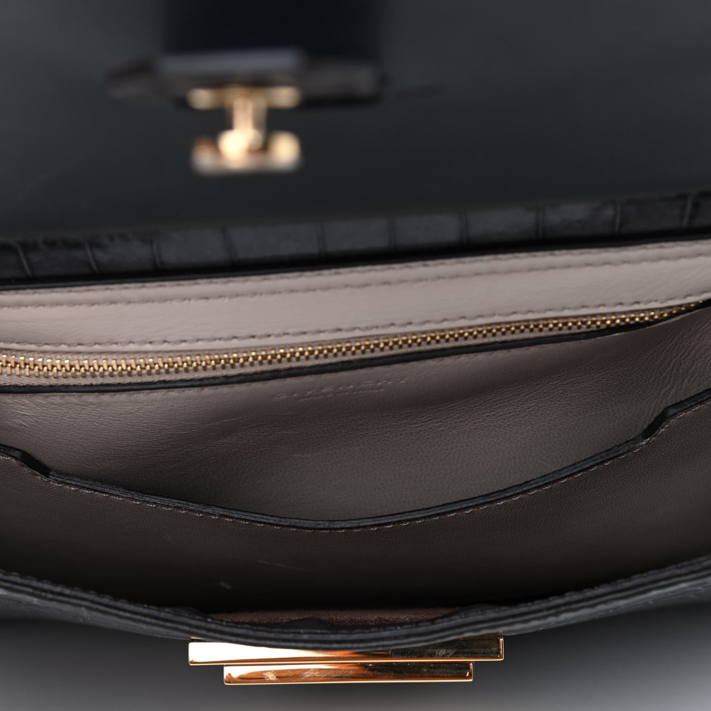 Calfskin Crocodile Embossed Small Mystic Shoulder Bag Storm Grey