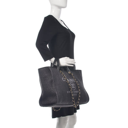 Chanel Woven Straw Raffia Large Deauville Tote Dark Blue 2 of 10