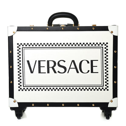 Versace Calfskin 90's Vintage Logo Suitcase White Black 1 of 4