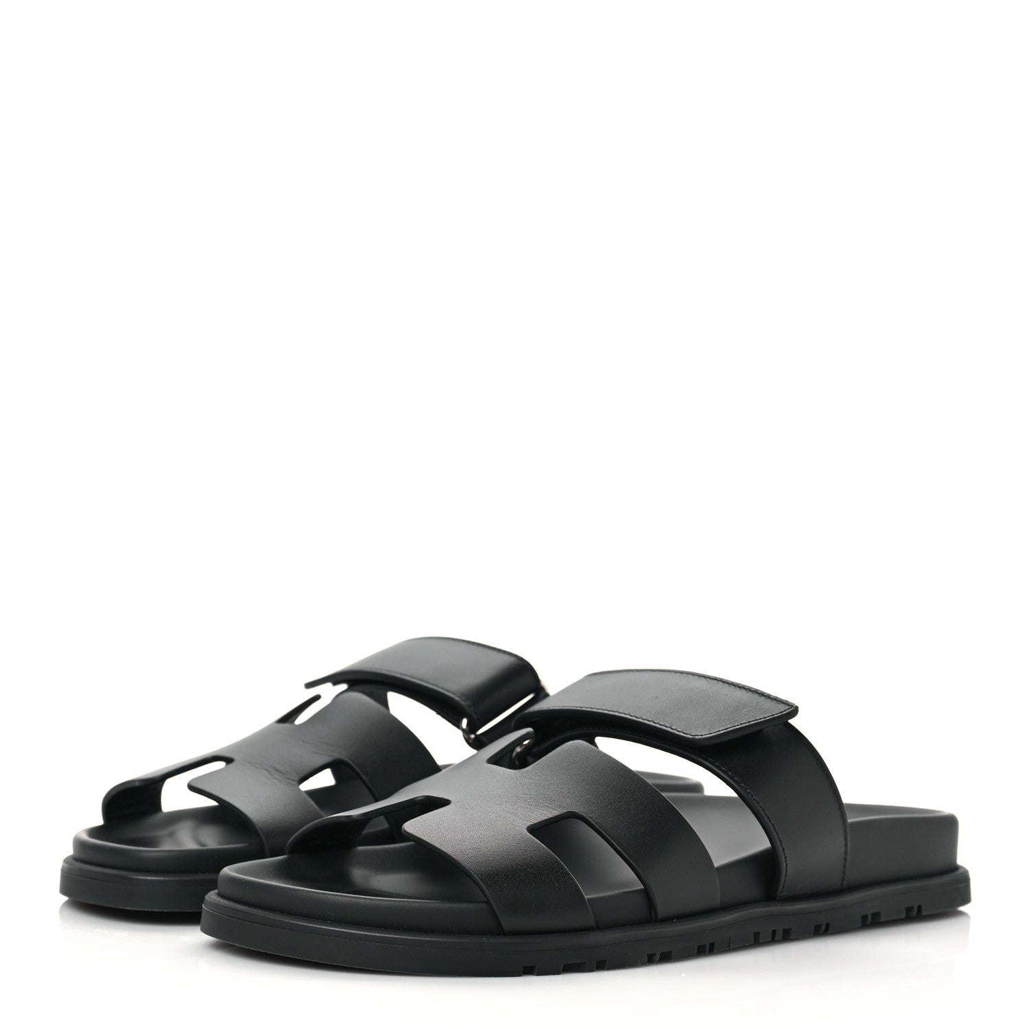 Hermes Calfskin Womens Chypre Sandals 37 Black 3 of 9