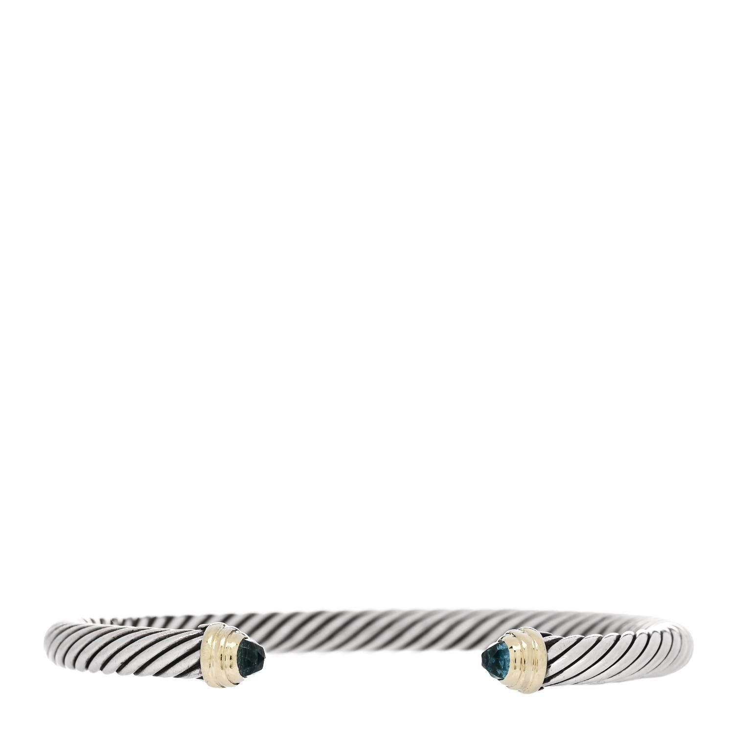 David Yurman Sterling Silver 14K Yellow Gold Blue Topaz 5mm Cable Classics Petite Color Bracelet 1 of 3