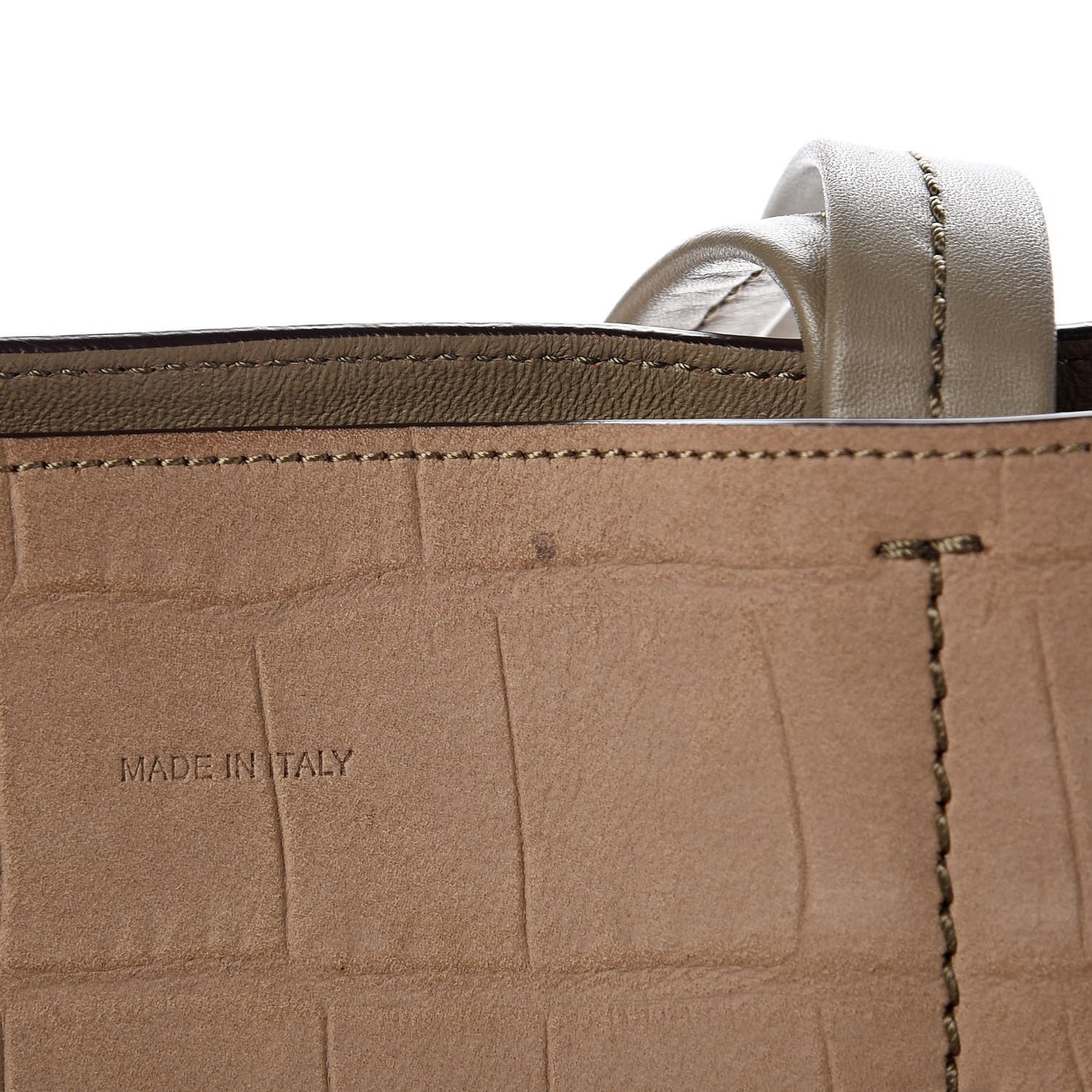 Crocodile Embossed Nubuck Small Belt Cabas Phantom Beige